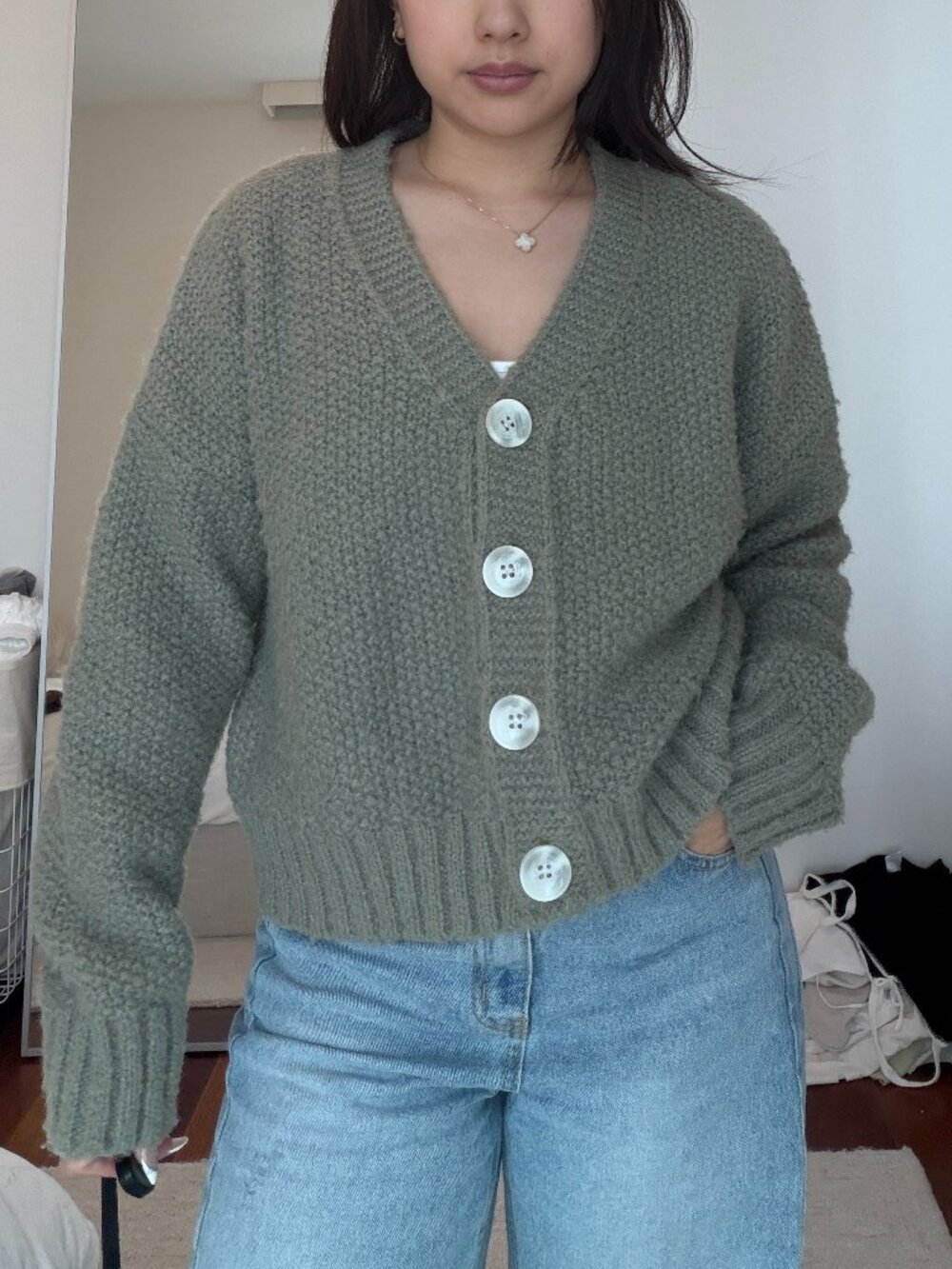 Lovers and Freinds Green Buttoned Cardigan
